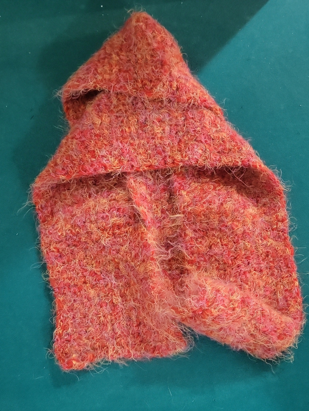 Handmade Fuzzy Knit Scarf in Coral-Pink